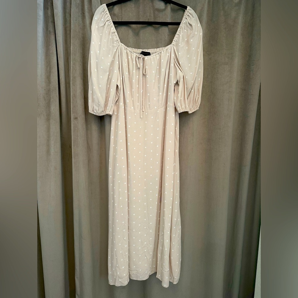 Sanctuary from Nordstroms Tan with White Polka Dots Size 14 Brunch Dress